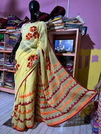 SKU1523 : Resham Check Saree with Machine Embroidery Appliqué Work | Elegant Festive & Ethnic Wear