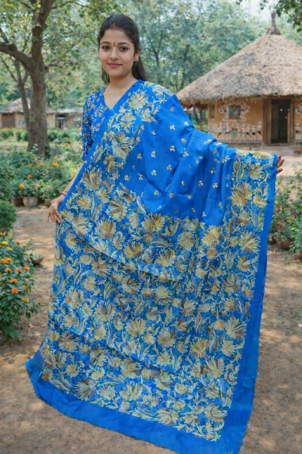 SKU1402 : Bangalore Silk Regular Kantha Stitch - Dry Wash, Yes