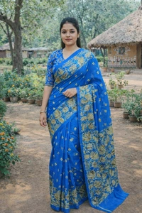 SKU1402 : Bangalore Silk Regular Kantha Stitch - Dry Wash, Yes