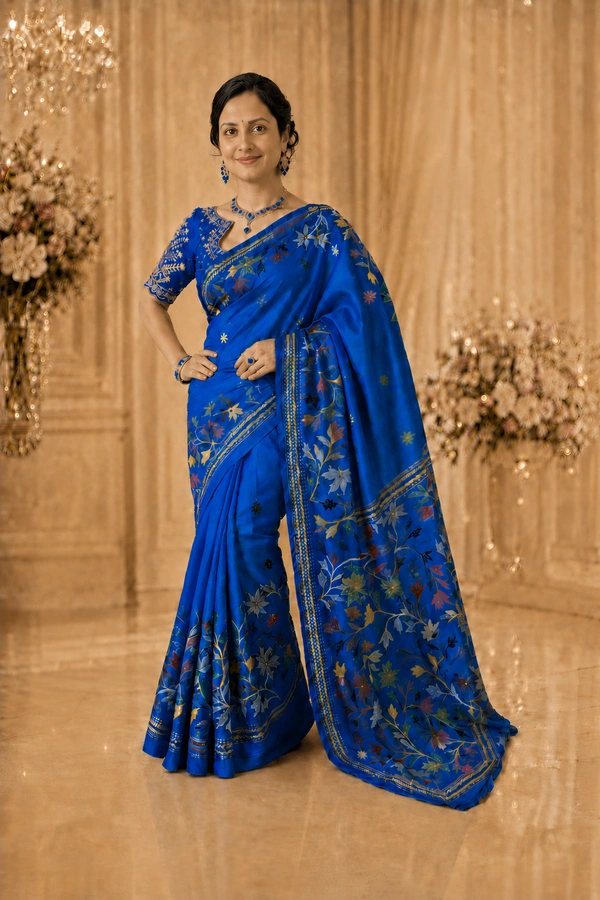 SKU1356 : Bangalore Silk Regular Kantha Stitch - Dry Wash, Yes