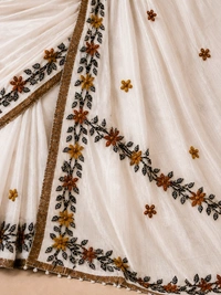 SKU1528 : Khadi Tant with Kalamkari Applic Work - Dry Clean, Yes