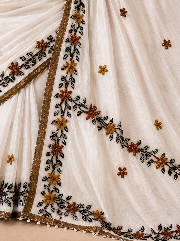 SKU1528 : Khadi Tant with Kalamkari Applic Work - Dry Clean, Yes