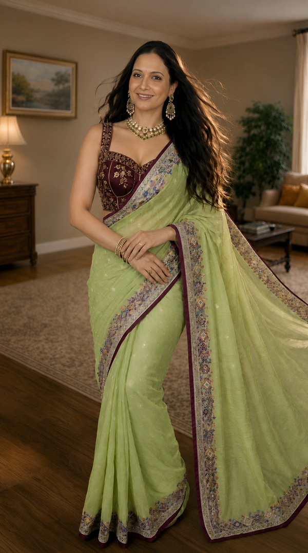 SKU1535 : Jamdani Saree with Lambani Handwork - Dry Clean, Yes