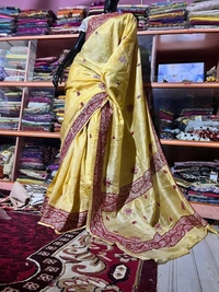 SKU1529 : Pure Silk Saree with Kashmiri Stitch Work | Luxury Handcrafted Festive & Wedding Wear - Dry Clean, Yes