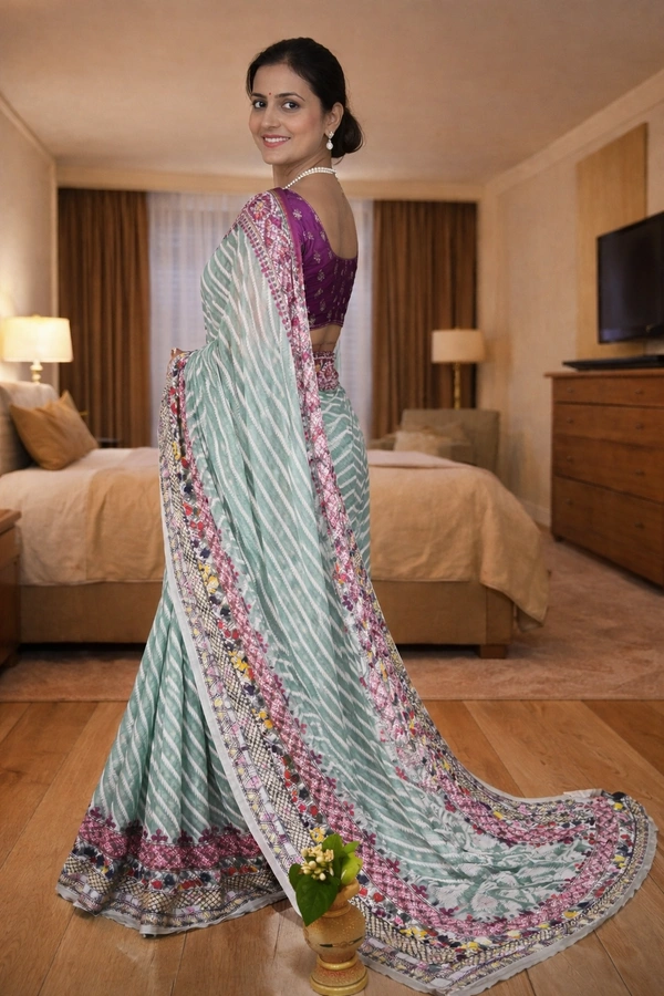 SKU1532 : Jamdani Saree with Lambani Handwork - Dry Clean, Yes