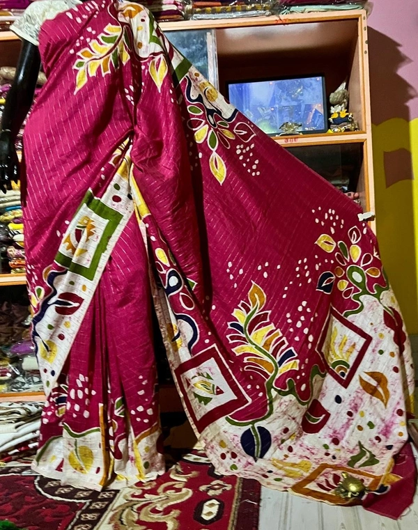 SKU1533 : Tussar Bapta with Mom Batik