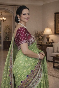 SKU1535 : Bishnupuri Silk Saree with Kashmiri Stitch Work | Handcrafted Luxury Festive & Wedding Wear - Dry Clean, Yes