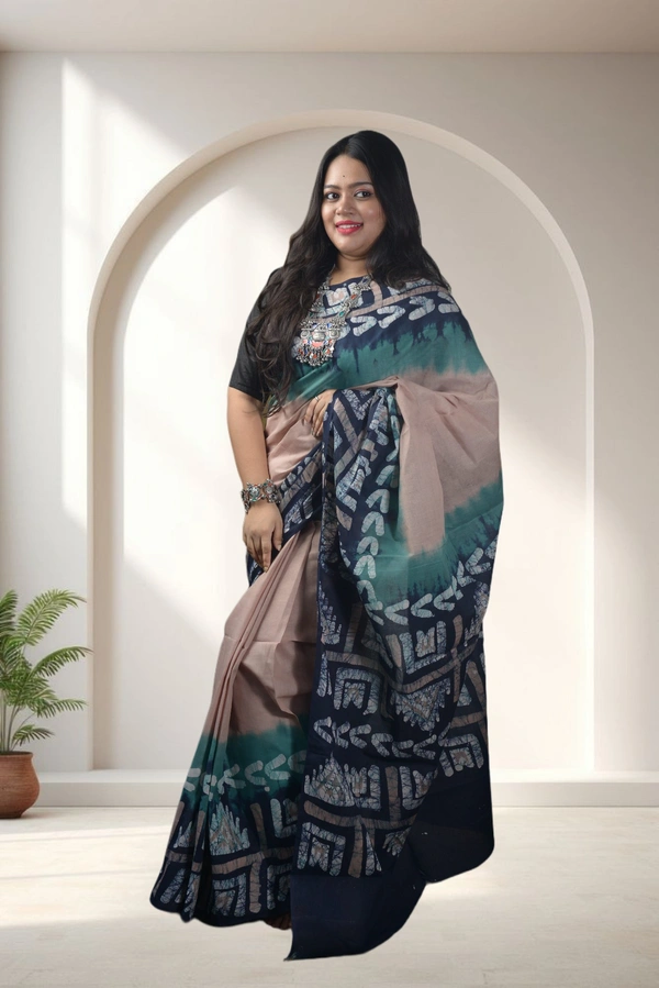 SKU-0747 : Pure Cotton Batik Saree – Handcrafted & Lightweight Traditional Wear - Hand Wash Only, No