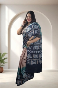 SKU-0747 : Pure Cotton Batik Saree – Handcrafted & Lightweight Traditional Wear - Hand Wash Only, No