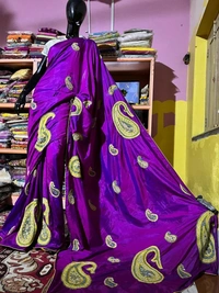 SKU1538 : Sonamukhi Silk Saree with Traditional Kashmiri Handwork | Elegant Festive & Wedding Ethnic Wear - Dry Clean, Yes