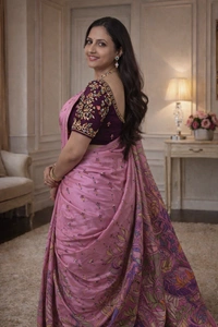 SKU1539 : Bangalore Silk Saree with Kantha Stitch Work | Traditional Handcrafted Festive & Ethnic Wear - Dry Clean, Yes