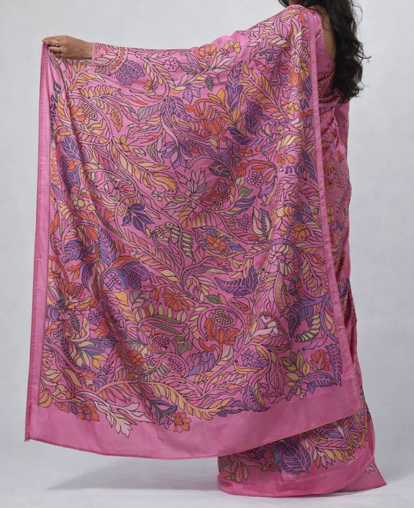 SKU1539 : Bangalore Silk Saree with Kantha Stitch Work | Traditional Handcrafted Festive & Ethnic Wear - Dry Clean, Yes