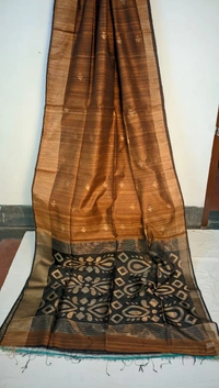 SKU0219 : Elegant Pure Resham Silk Saree – Traditional Handwoven Ethnic Wear - Brown, Zari Work, Dry Clean Only, Yes
