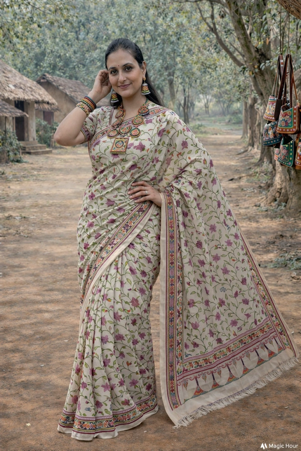 SKU1416 : Tussar Kantha Stitch - Dry Wash, Yes