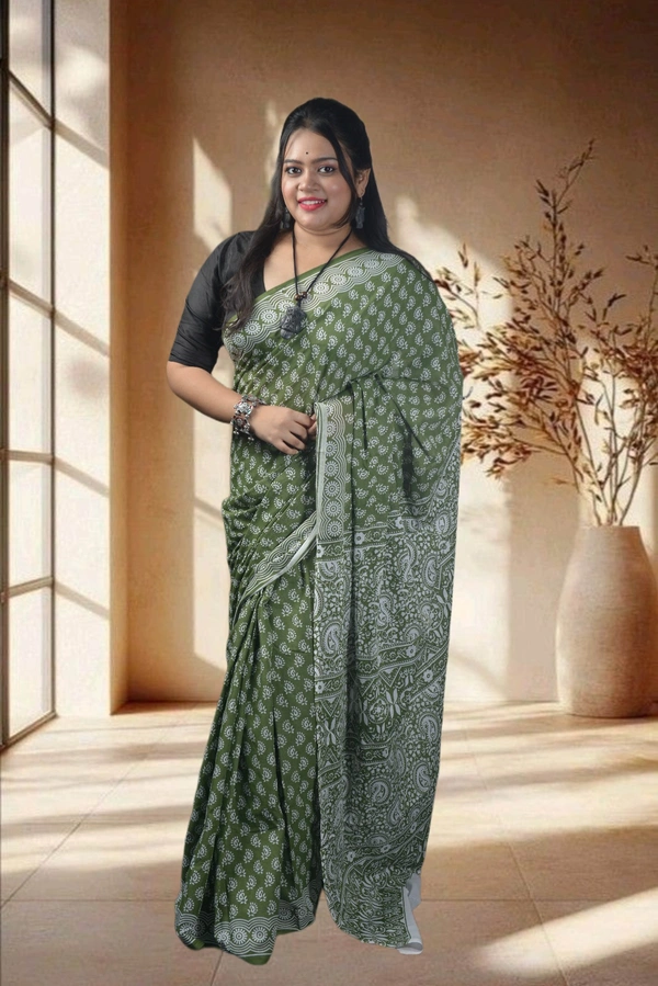 SKU-0753 : Pure Cotton Saree – Handcrafted & Lightweight Traditional Wear - Hand Wash Only, No