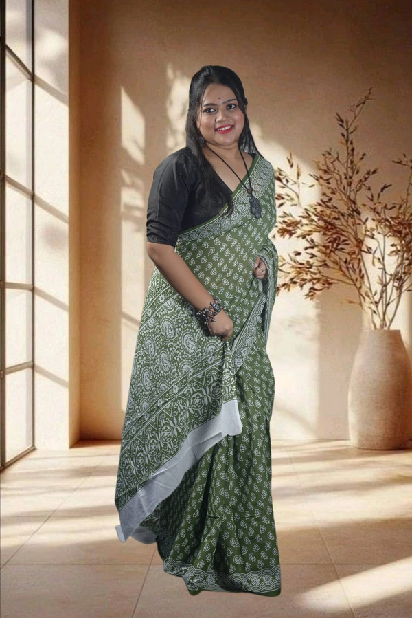 SKU-0753 : Pure Cotton Saree – Handcrafted & Lightweight Traditional Wear - Hand Wash Only, No