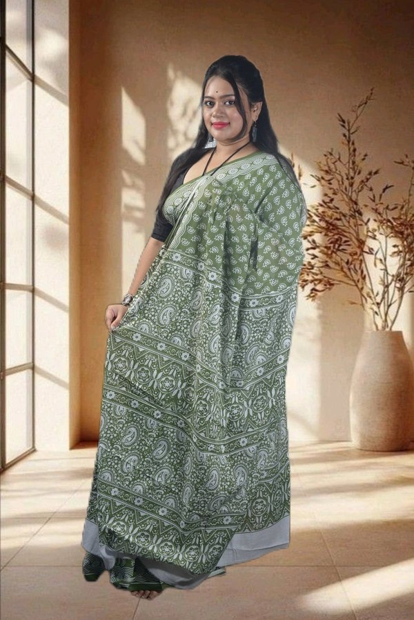 SKU-0753 : Pure Cotton Saree – Handcrafted & Lightweight Traditional Wear - Hand Wash Only, No