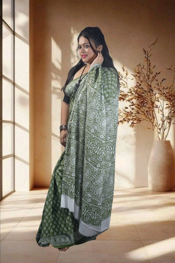 SKU-0753 : Pure Cotton Saree – Handcrafted & Lightweight Traditional Wear - Hand Wash Only, No