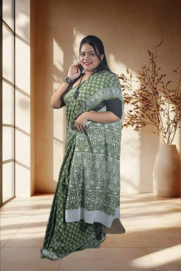 SKU-0753 : Pure Cotton Saree – Handcrafted & Lightweight Traditional Wear - Hand Wash Only, No