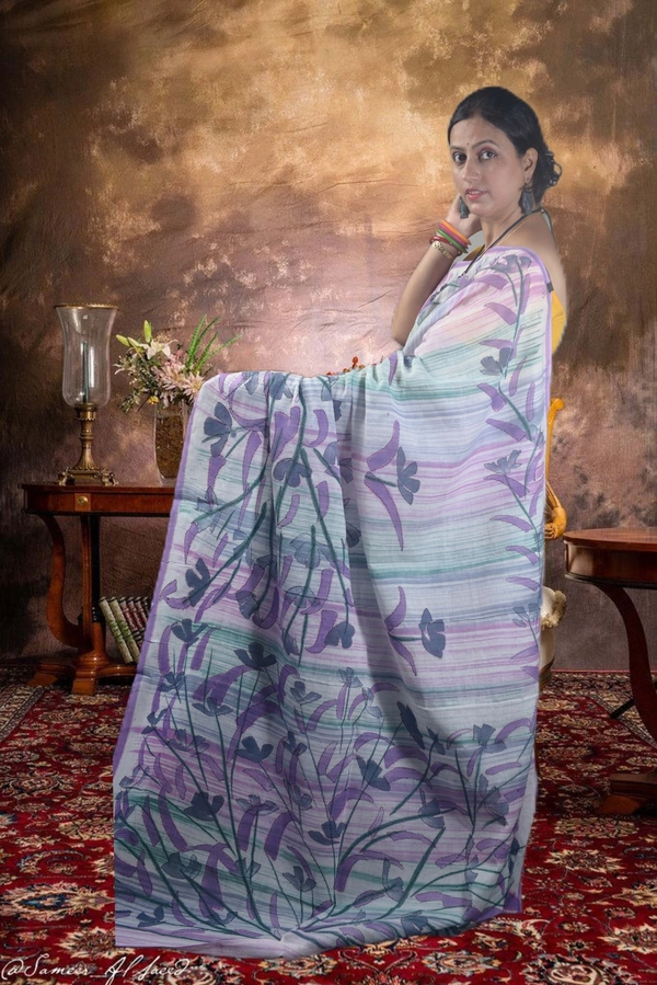 SKU-0754 : Pure Cotton Batik Saree – Handcrafted & Lightweight Traditional Wear - Hand Wash Only, No