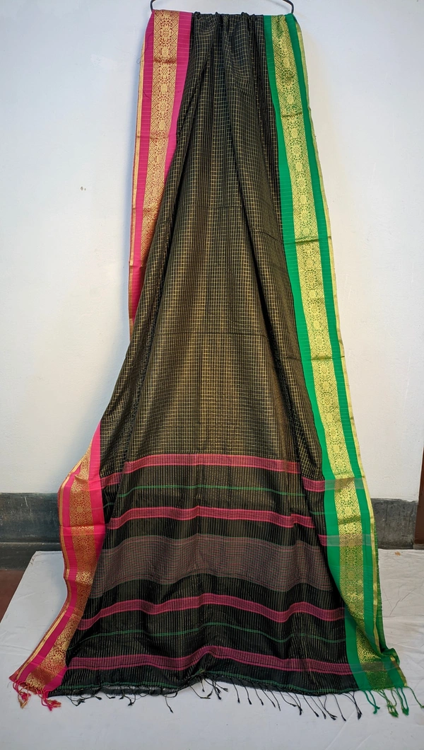 SKU0223 : Elegant Pure Resham Silk Saree – Traditional Handwoven Ethnic Wear - Multi Colour, Zari Work, Dry Clean Only, Yes
