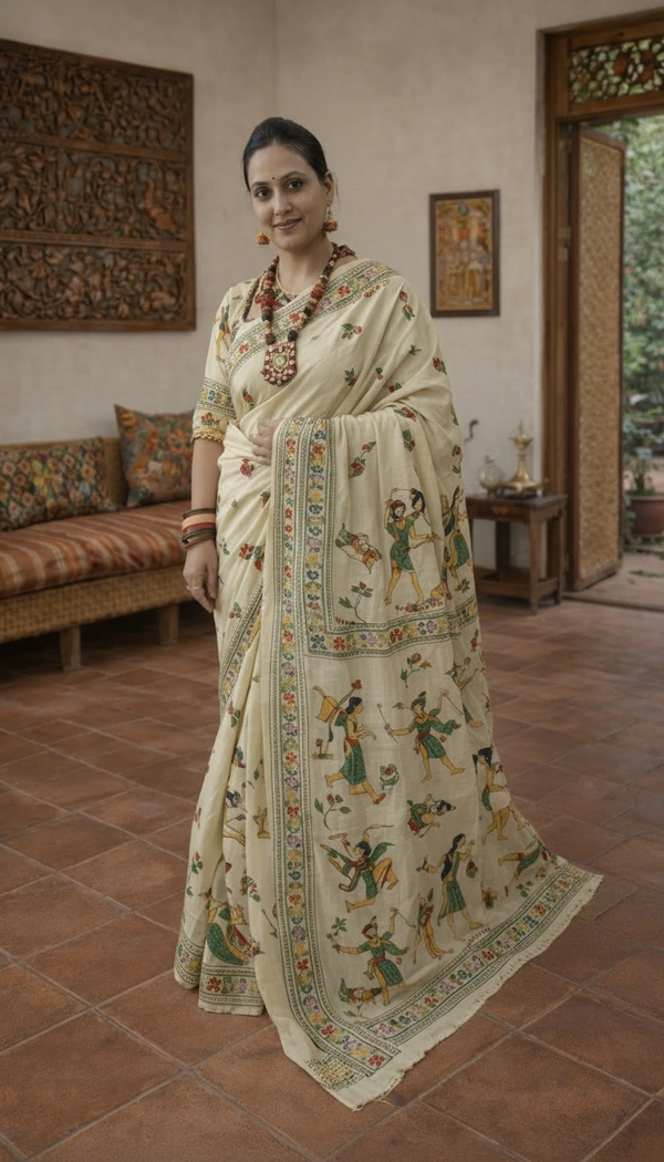 SKU1417 : Tussar Kantha Stitch - Dry Wash, Yes