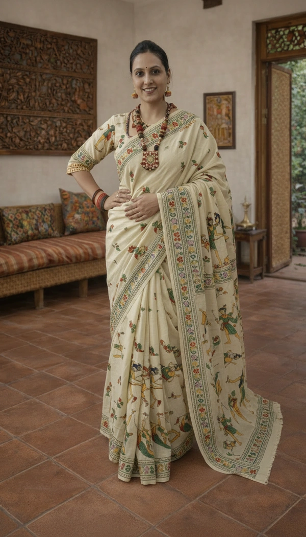 SKU1417 : Tussar Kantha Stitch - Dry Wash, Yes