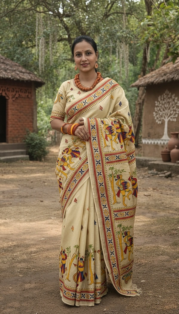 SKU1410 : Tussar Kantha Stitch - Dry Wash, Yes