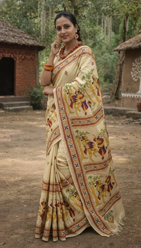 SKU1410 : Tussar Kantha Stitch - Dry Wash, Yes