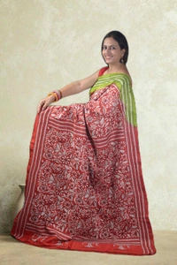 SKU-0758 : Pure Silk Kantha Stitch Saree – Handcrafted Bengal - Dry Wash, Yes