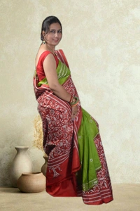 SKU-0758 : Pure Silk Kantha Stitch Saree – Handcrafted Bengal - Dry Wash, Yes