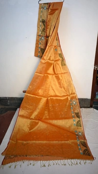 SKU0234 : Pure  Cotton Saree – Handwoven, Lightweight & Breathable Fabric | Lambani Work - Yellow, Hand Wash, Yes