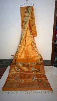 SKU0234 : Pure  Cotton Saree – Handwoven, Lightweight & Breathable Fabric | Lambani Work - Yellow, Hand Wash, Yes