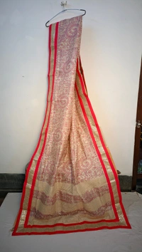 SKU0239 : Pure Tussar Silk Saree with Elegant | Border Zardosi | Embroidery - Cream Colour, Hand Wash, Yes