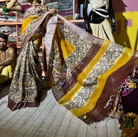 SKU1518 : Linen Saree with Hand Block Print | Lightweight Elegant Daily & Festive Wear Saree