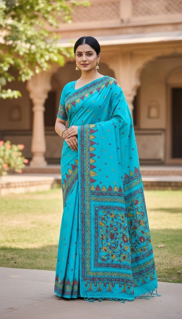 SKU1404 : Bangalore Silk Regular Kantha Stitch - Dry Wash, Yes