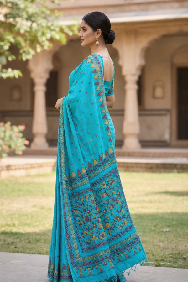 SKU1404 : Bangalore Silk Regular Kantha Stitch - Dry Wash, Yes