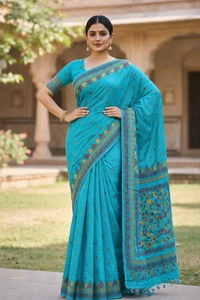 SKU1404 : Bangalore Silk Regular Kantha Stitch - Dry Wash, Yes