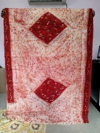 SKU1682 : Handcrafted Mulmul Batik Kantha Stitch Saree for Women | Soft Cotton Mulmul Saree | Traditional Handwoven Ethnic Wear - Hand Wash