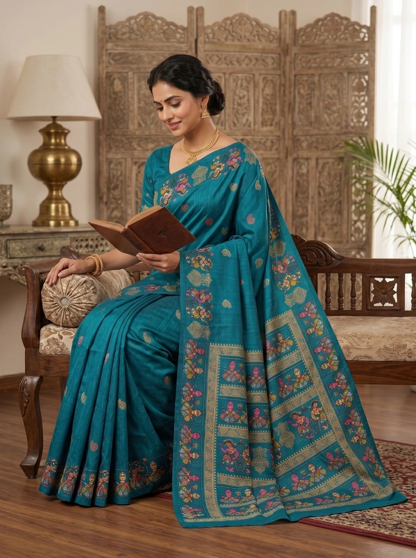 SKU1688 : Elegant Bangalore Silk Printed Saree for Women | Soft Lightweight Traditional & Party Wear Saree with Stylish Print Design - dry cleaning, Yes, Blue