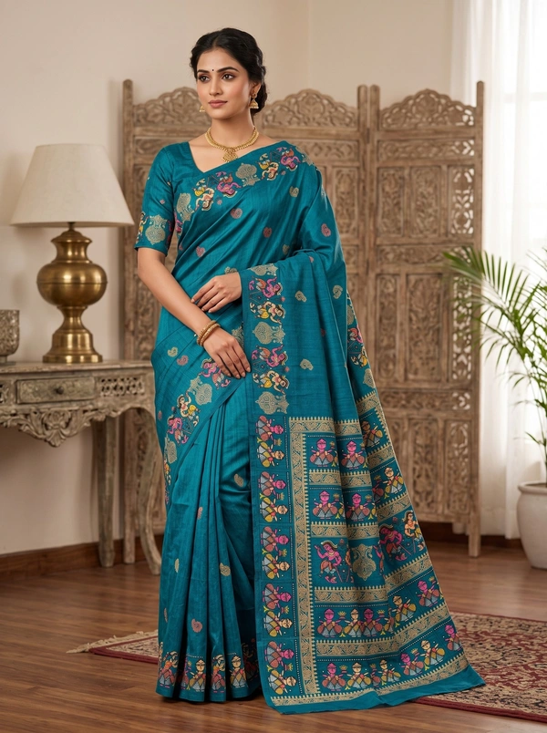 SKU1688 : Elegant Bangalore Silk Printed Saree for Women | Soft Lightweight Traditional & Party Wear Saree with Stylish Print Design - dry cleaning, Yes, Blue