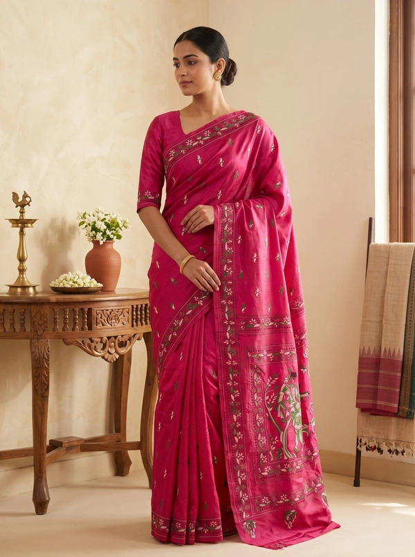 SKU1690 : Handcrafted Kantha Stitch Cotton Saree for Women | Traditional Bengali Hand Embroidered Saree | Lightweight Ethnic Wear - Dry clean, Yes