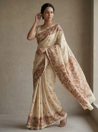 SKU1692 : Handcrafted Poddo Kantha Stitch Saree for Women | Traditional Bengali Hand Embroidered Cotton Saree | Elegant Ethnic Wear - Dry clean only, Yes