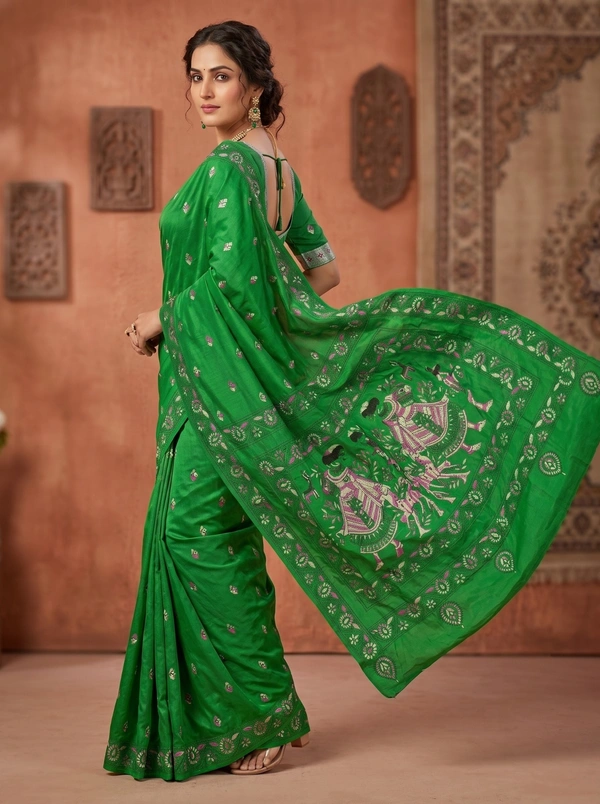 SKU1691 : Handcrafted Kantha Stitch Cotton Saree for Women | Traditional Bengali Hand Embroidered Saree | Lightweight Ethnic Wear - Dry clean, Yes