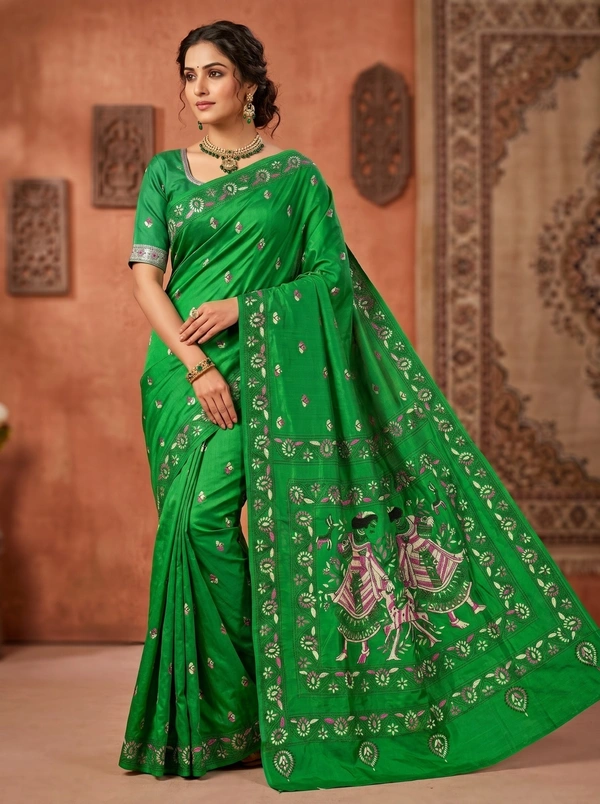 SKU1691 : Handcrafted Kantha Stitch Cotton Saree for Women | Traditional Bengali Hand Embroidered Saree | Lightweight Ethnic Wear - Dry clean, Yes