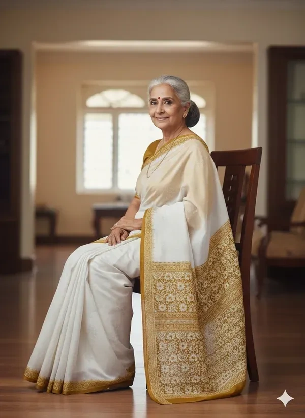 SKU1093 : Mulmul Cotton Saree, Lightweight saree - Yellow