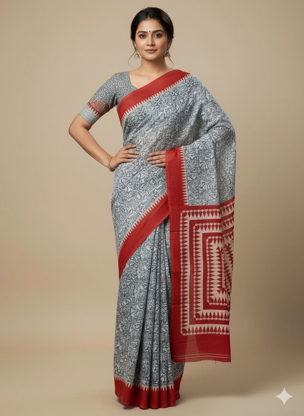 SKU1030 : Mulmul Cotton Saree, Lightweight saree - Hand Wash, No