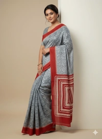 SKU1030 : Mulmul Cotton Saree, Lightweight saree - Hand Wash, No