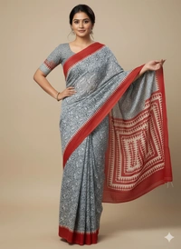 SKU1030 : Mulmul Cotton Saree, Lightweight saree - Hand Wash, No