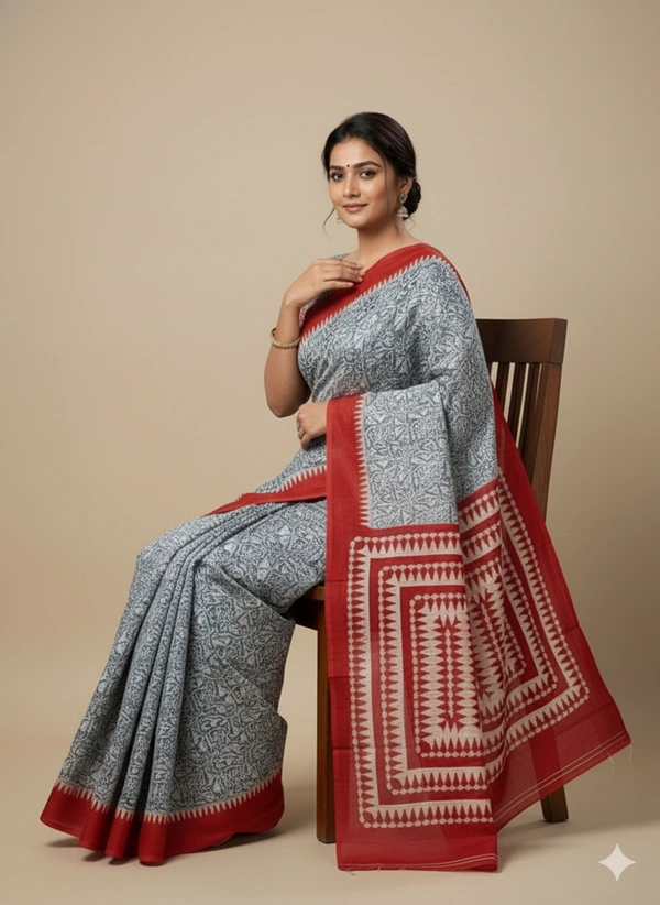 SKU1030 : Mulmul Cotton Saree, Lightweight saree - Hand Wash, No